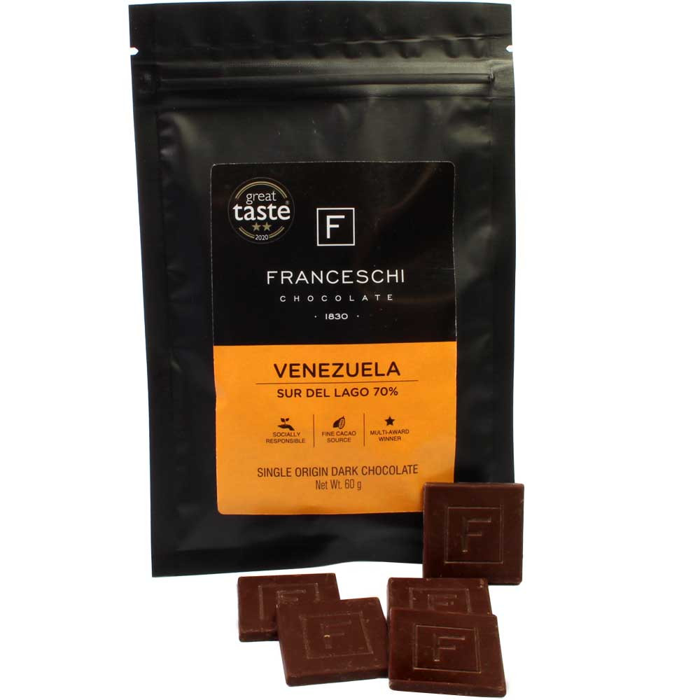 Sur del Lago Maracaibo 70% chocolate oscuro - Napolitains, vegan-amigable, Perú, chocolate peruano, Chocolate con azúcar - Chocolats-De-Luxe