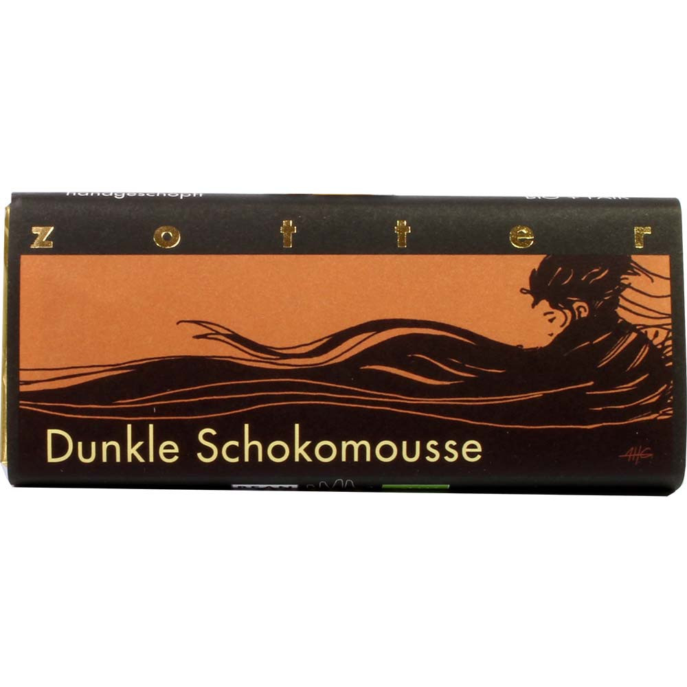 Dunkle Schokomousse - gefüllte BIO Schokolade - Tafelschokolade, alkoholfrei, glutenfrei, Österreich, österreichische Schokolade, Schokolade mit Chili - Chocolats-De-Luxe