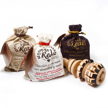 Set de chocolat à boire avec fouet en bois original mexicain Molinillo 33cm