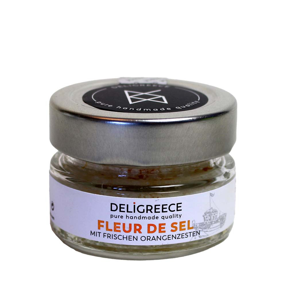 Fleur de Sel con scorza d&#39;arancia fresca 40g vetro -  - Chocolats-De-Luxe