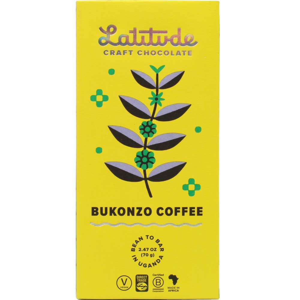 Bukonzo Coffee - 70% dunkle Schokolade mit Kaffee - Tafelschokolade, vegane Schokolade, Uganda, ugandische Schokolade, Schokolade mit Kaffee - Chocolats-De-Luxe