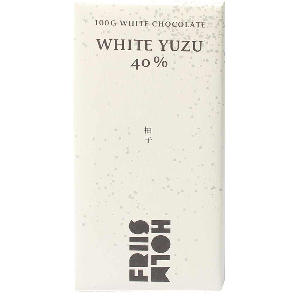 White Yuzu 40% Weiße Schokolade mit Yuzu - Tafelschokolade, nussfrei, Dänemark, dänische Schokolade, Schokolade mit Zitrone - Chocolats-De-Luxe