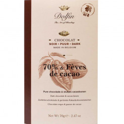 Fèves de Cacao -  70% Chocolate oscuro con trozos de cacao en grano