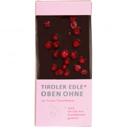 75% chocolate oscuro con arándanos del Tirol  "Topless"