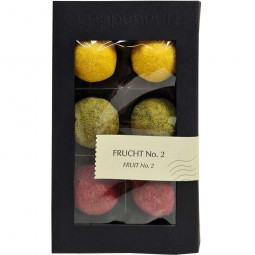 Selection of fruit pralines lemon, prickly pear, cranberry