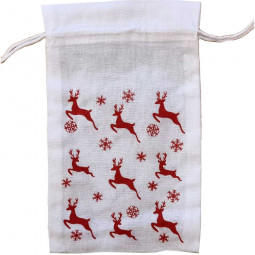 Bolsa pequeña BW blanca con renos rojos 20 x 12