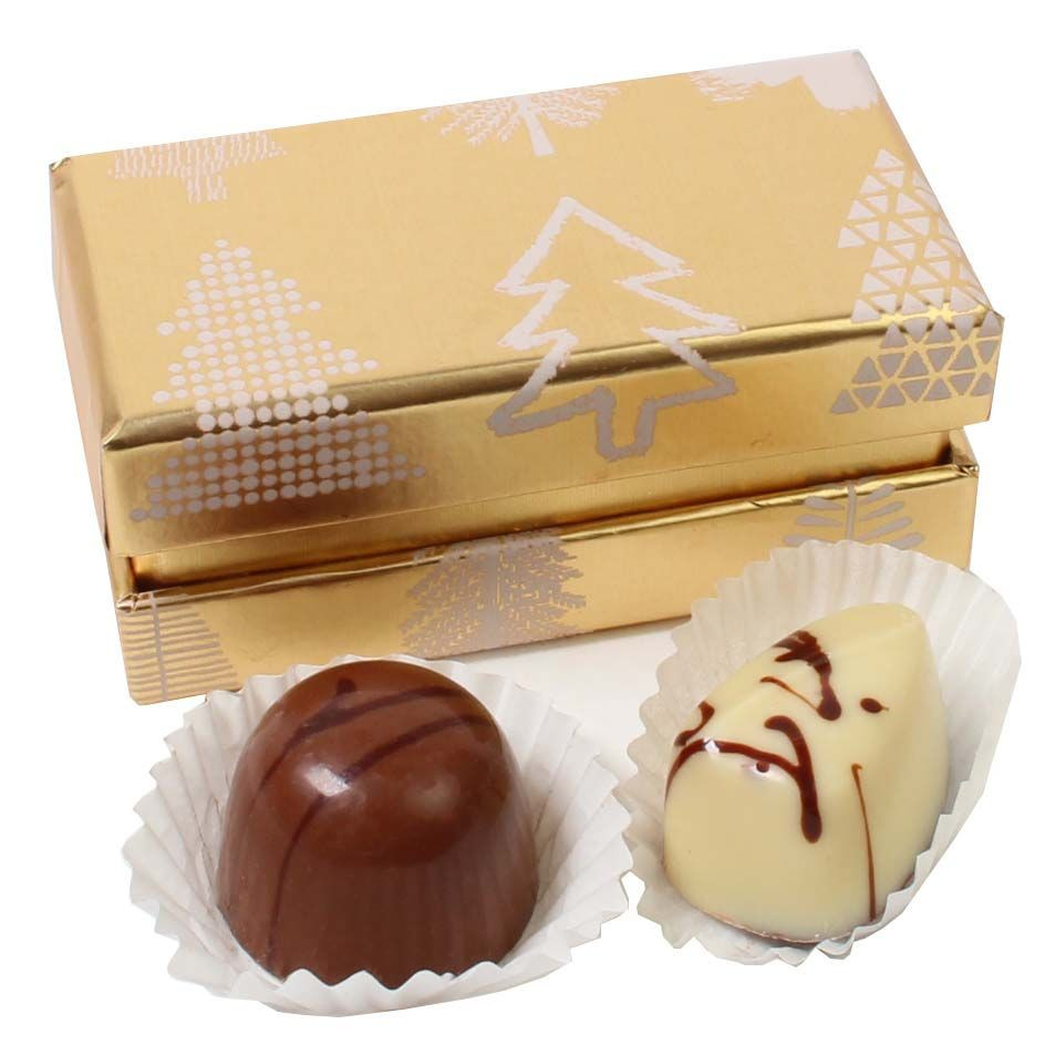 Pair of chocolates in gold -  - Chocolats-De-Luxe