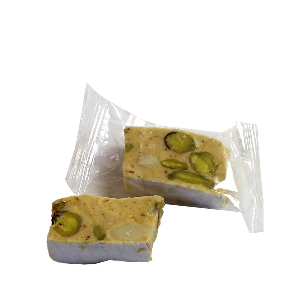 Morceaux de nougat à la pistache - emballés individuellement - Fingerfood doux - Chocolats-De-Luxe
