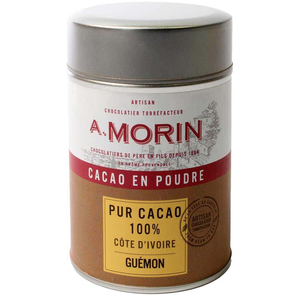 100% Pure Cacao Ivoorkust Guémon - puur cacaopoeder - chocolatemilk, lage suiker, zonder toegevoegde suiker, Frankrijk, Franse chocolade - Chocolats-De-Luxe