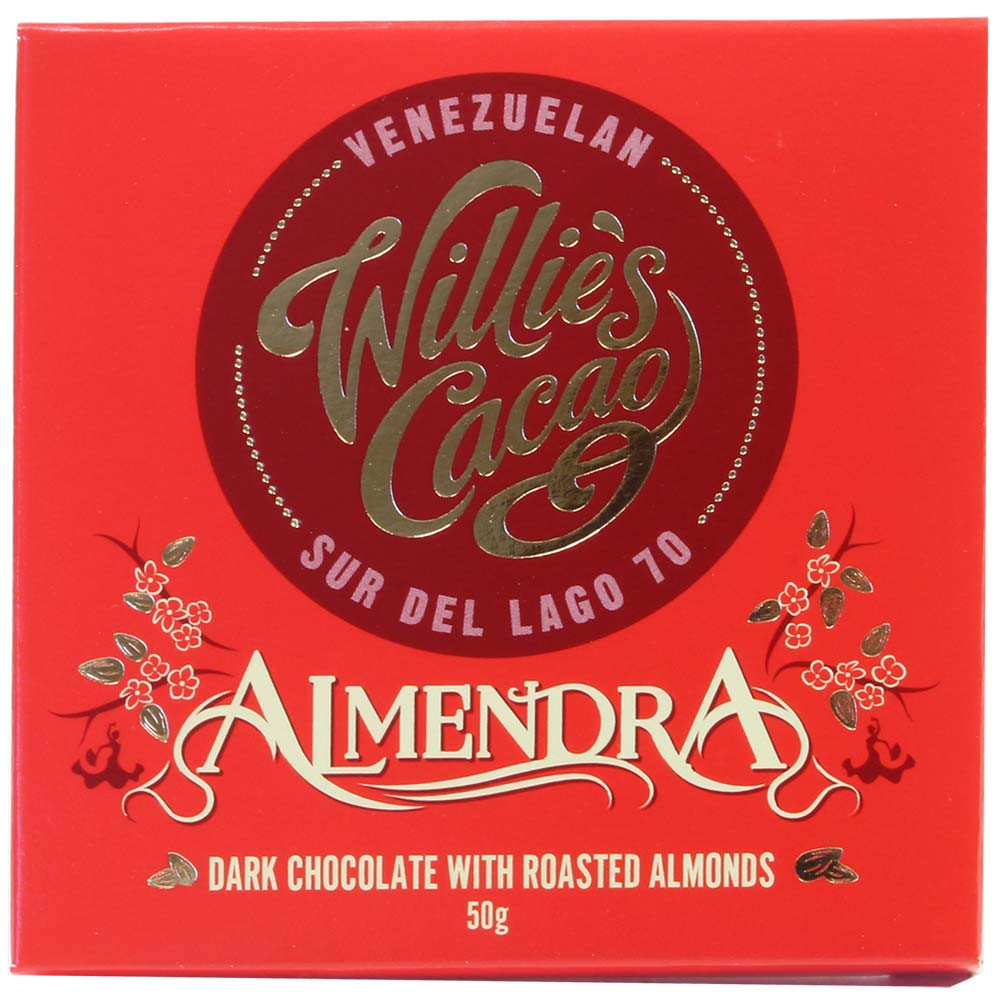 Almendra Sur del Lago 70% Zartbitterschokolade mit Mandeln - Tafelschokolade, England, englische Schokolade, Schokolade mit Mandeln, Mandelschokolade - Chocolats-De-Luxe
