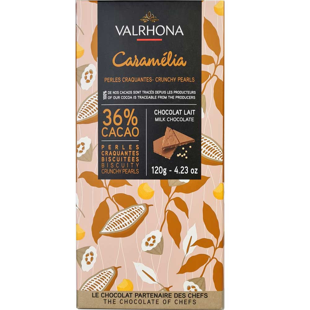 36% Caramélia Perles Craquantes - milk chocolate with cookie crunchy pearls - Bar of Chocolate, France, french chocolate, Chocolate with biscuit - Chocolats-De-Luxe