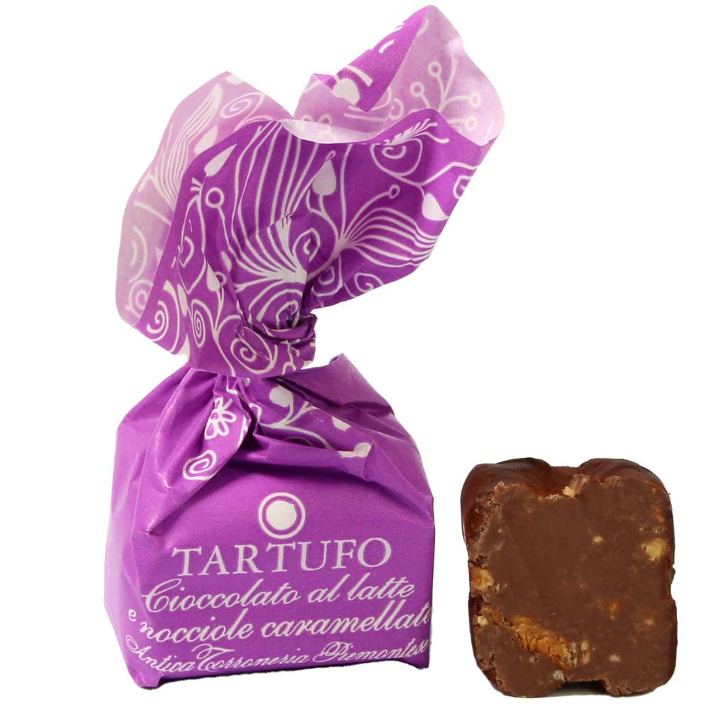 Tartufo Cioccolate al Latte Nocciole Caramellato - Milk and Caramel Stück - Sweet Fingerfood, Truffel, alcoholvrij, glutenvrij, Italië, Italiaanse chocolade, Chocolade met noten, notenchocolade - Chocolats-De-Luxe