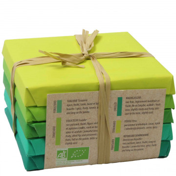 Pyramide Biologique mit 5 Bio-Schokoladen 75% Pyramide Biologique mit 5 Bio-Schokoladen 75%