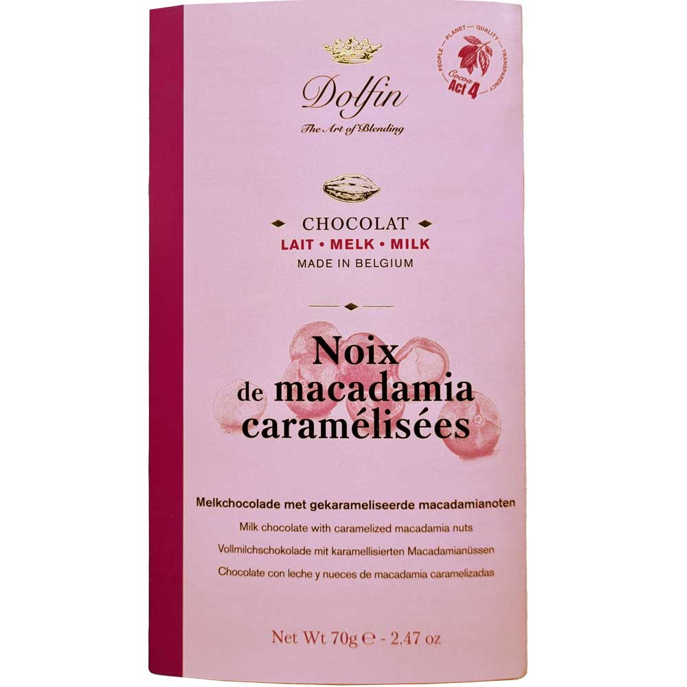 Chocolat au Lait Noix de Macadamia Caramelisées - Barras de chocolate, Bélgica, belga Chocolate, Chocolate con macadamia - Chocolats-De-Luxe