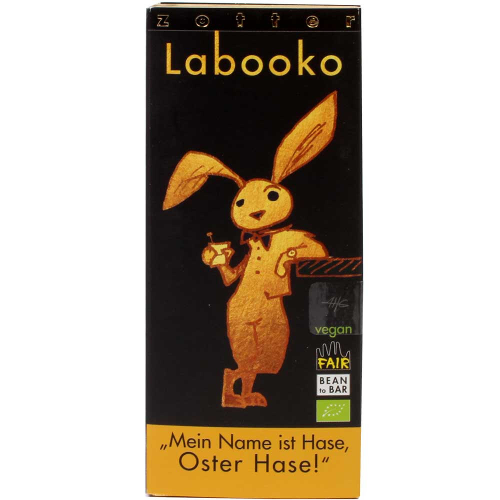 Mein Name ist Hase, Oster Hase - 2 dark chocolates - Bar of Chocolate, alcohol free, gluten free, laktose free, vegan chocolate, Austria, austrian chocolate, Chocolate with sugar - Chocolats-De-Luxe
