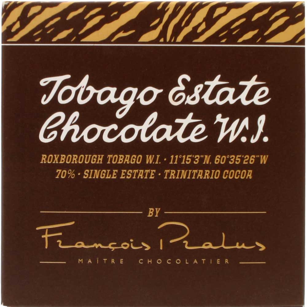 chocolate 70% Single Estate Roxborough Tabago W.I. - chocolate oscuro - Barras de chocolate, vegan-amigable, Francia, chocolate francés, Chocolate con azúcar - Chocolats-De-Luxe