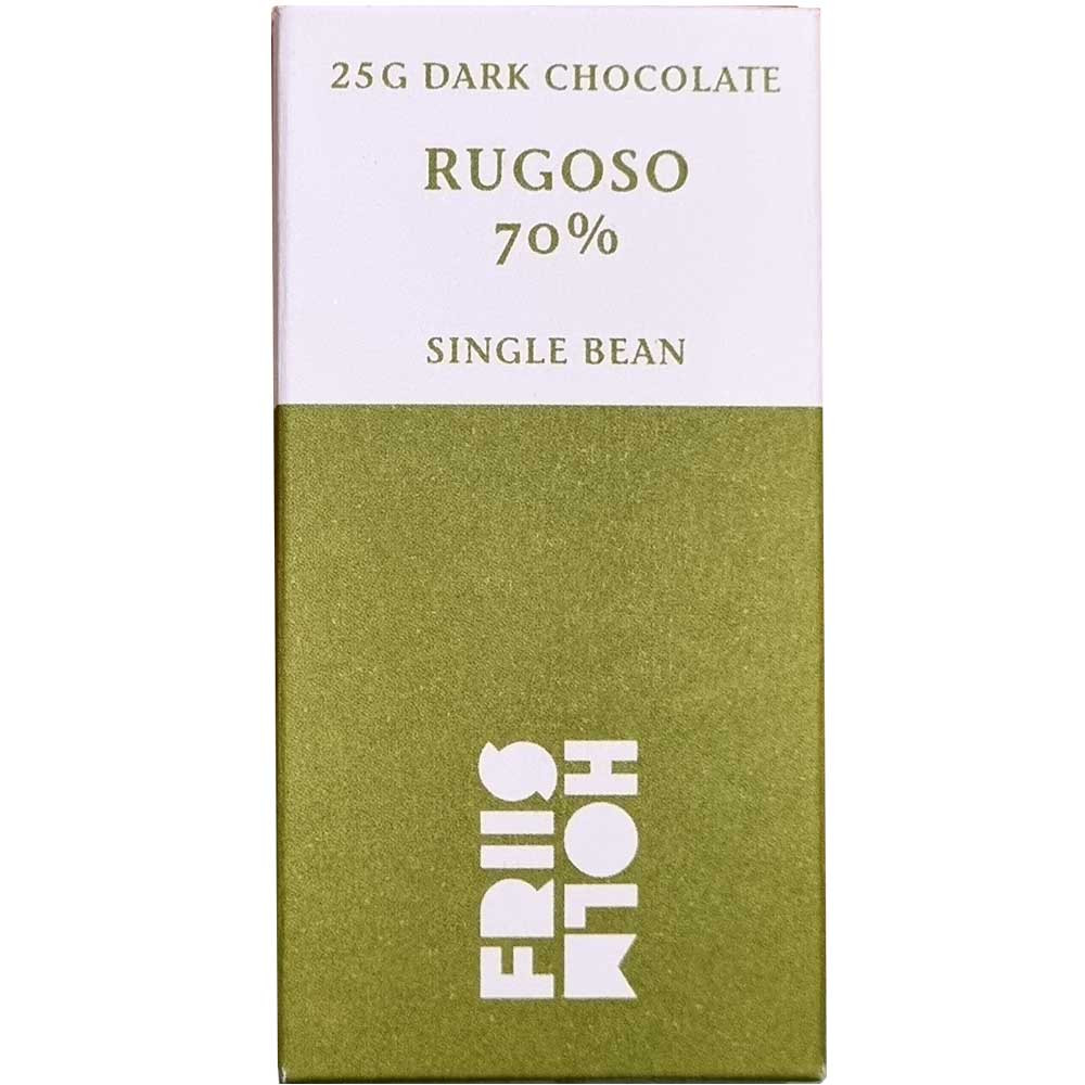 Rugoso 70% Single Bean chocolat noir 25g - Fingerfood doux, Tablette de chocolat, chocolat sans soja, sans gluten, sans lactose, sans lécithine, sans noix, végan-amicale, Danemark, chocolat danois, Chocolat avec sucre - Chocolats-De-Luxe