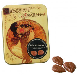 Schokoladenblätter "Hojas Finas" con leche 32% Vollmilchschokolade 30g
