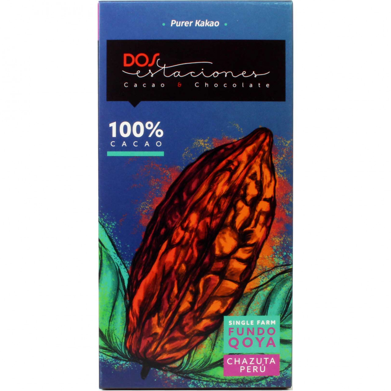 100% Cacao Single Farm pure Organic cocoa mass from Peru - Bar of Chocolate, low sugar, vegan-friendly, without added sugar, Germany, german chocolate, plain pure chocolate without ingredients - Chocolats-De-Luxe