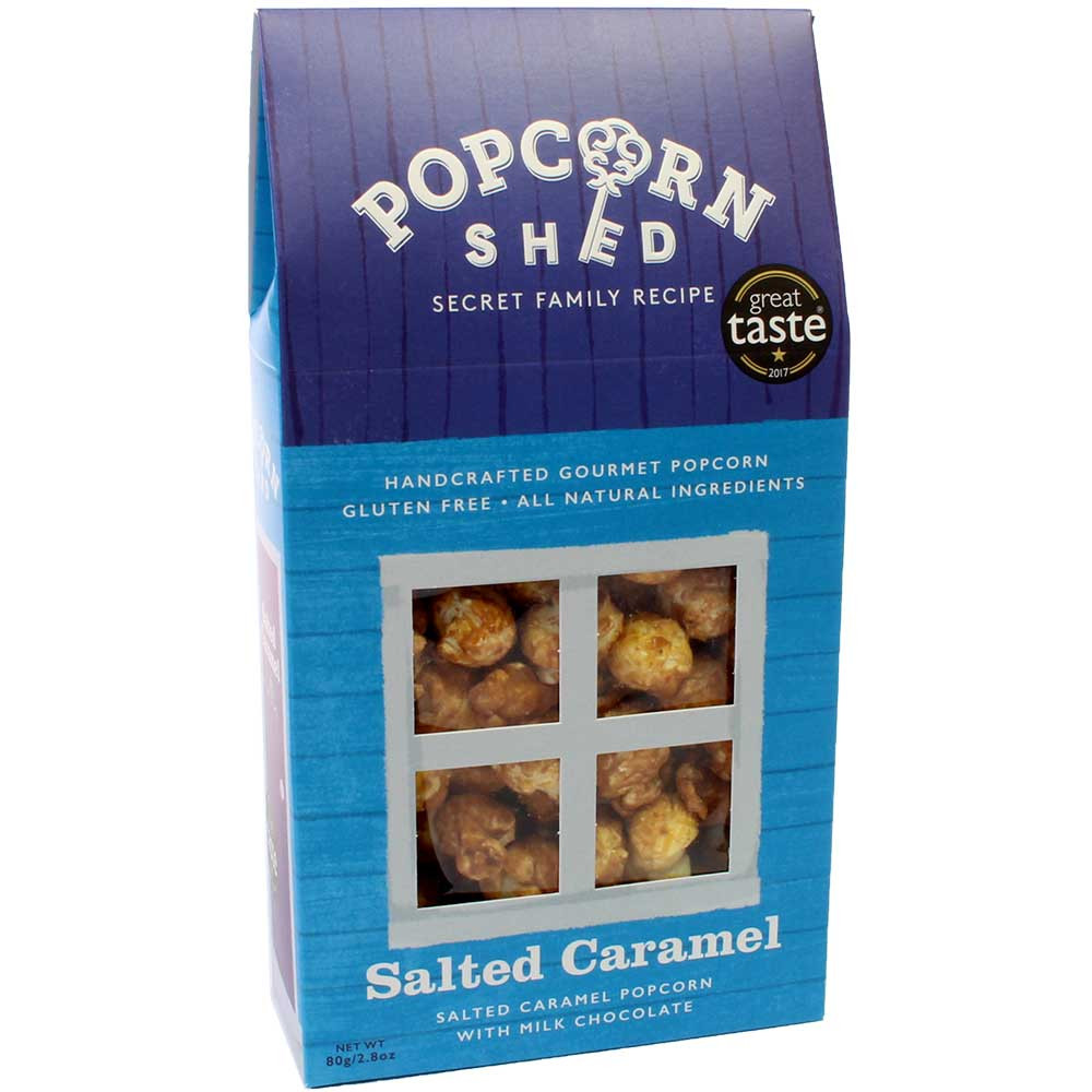 Salted Caramel - Gourmet popcorn with salted caramel - gluten free, suitable for vegetarians - Chocolats-De-Luxe