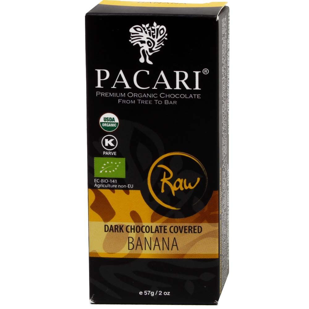Pacari Banana Raw Bio in Schokolade - Bar of Chocolate, Kosher, Parve, Pareve, Ecuador, ecuadorian chocolate, Chocolate with banana - Chocolats-De-Luxe