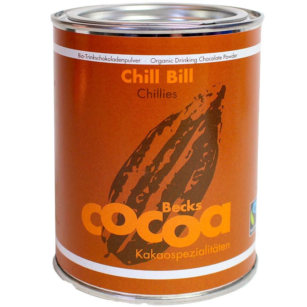 Chill Bill drinking chocolate with real chilli - Hot Chocolate, gluten free, vegan chocolate, Germany, german chocolate, Chocolate with Chili - Chocolats-De-Luxe