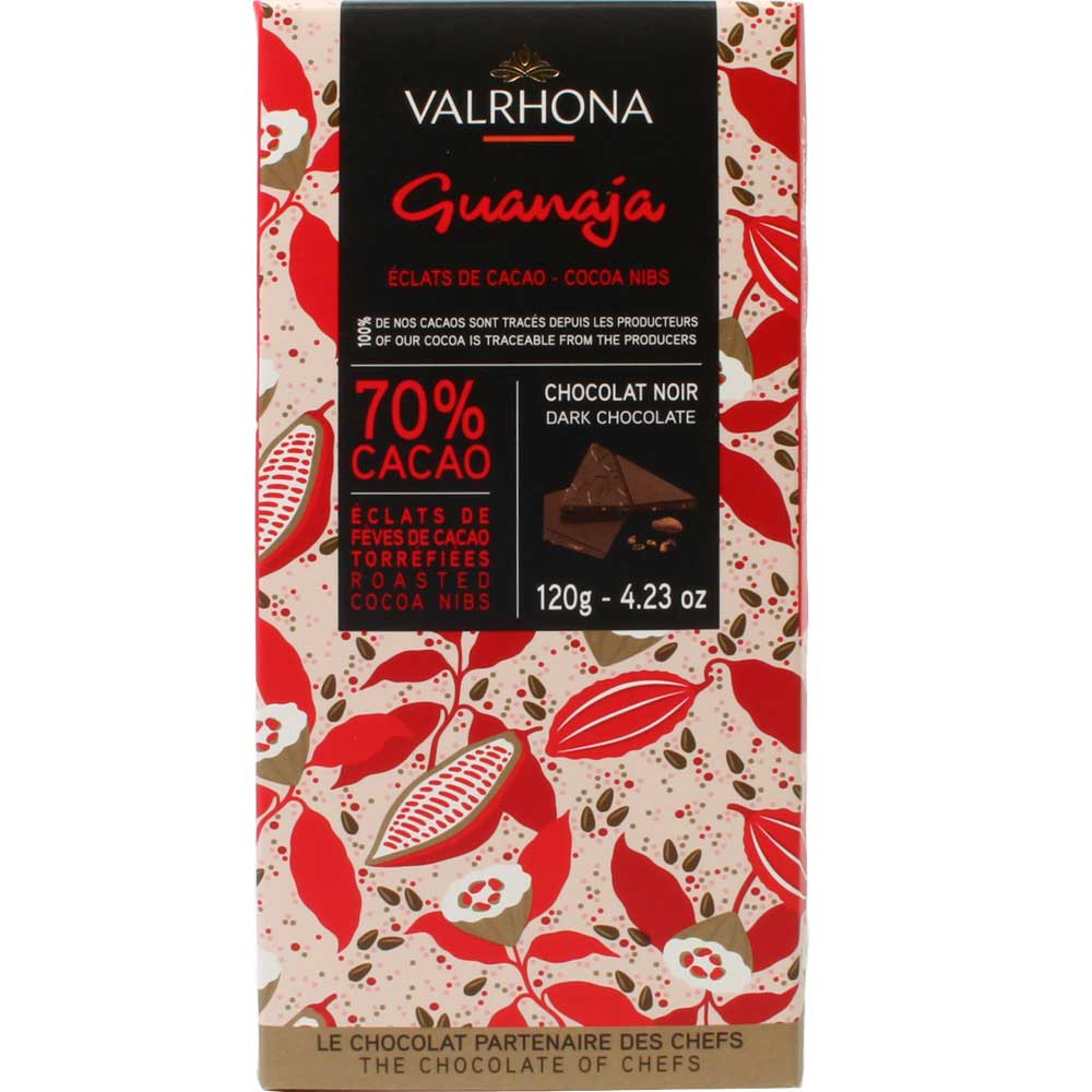 Guanaja Noir 70% Eclats de Cacao - chocolate oscuro con nibs de cacao - Barras de chocolate, chocolate vegano, Francia, chocolate francés, Chocolate con cacao /-nibs - Chocolats-De-Luxe