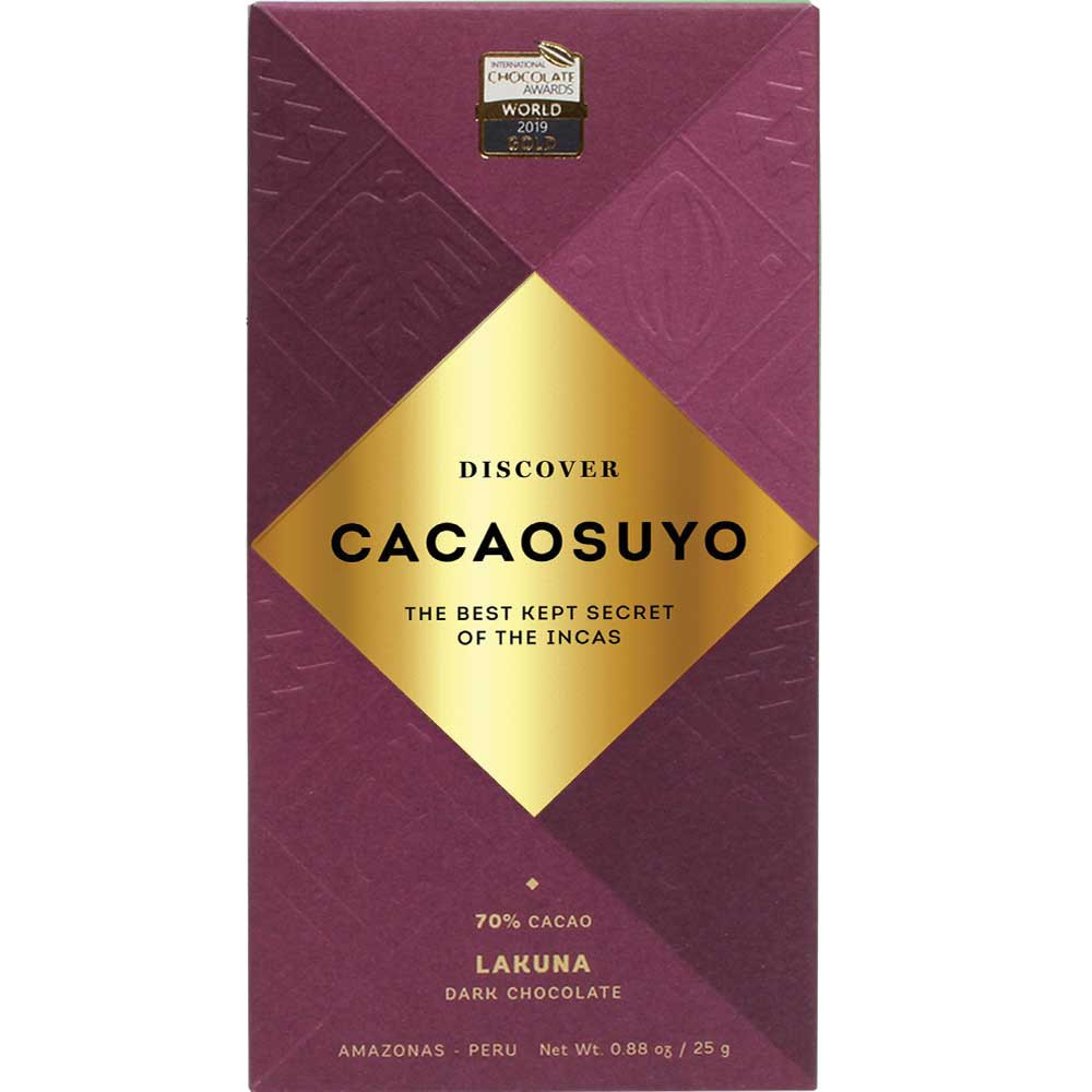 Lakuna 70% dunkle Schokolade aus Peru, 25g - Tafelschokolade, Peru, peruanische Schokolade, pure Schokolade - Chocolats-De-Luxe