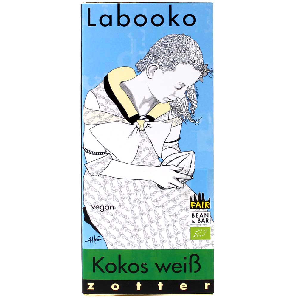 Labooko "Kokos weiß" - chocolat blanc végétalien à la noix de coco, bio - Tablette de chocolat, chocolat végétalien, sans lactose, Autriche, chocolat autrichien, Chocolat à la noix de coco - Chocolats-De-Luxe