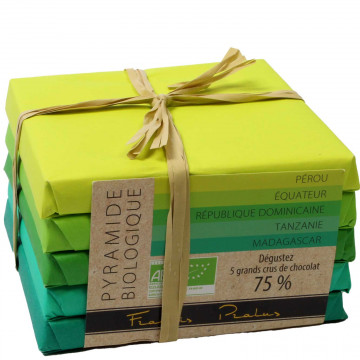 Pyramide Biologique mit 5 Bio-Schokoladen 75% Pyramide Biologique mit 5 Bio-Schokoladen 75%