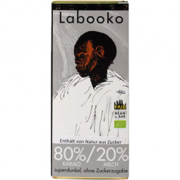 Labooko 80% / 20% chocolate oscuro con leche  orgánico