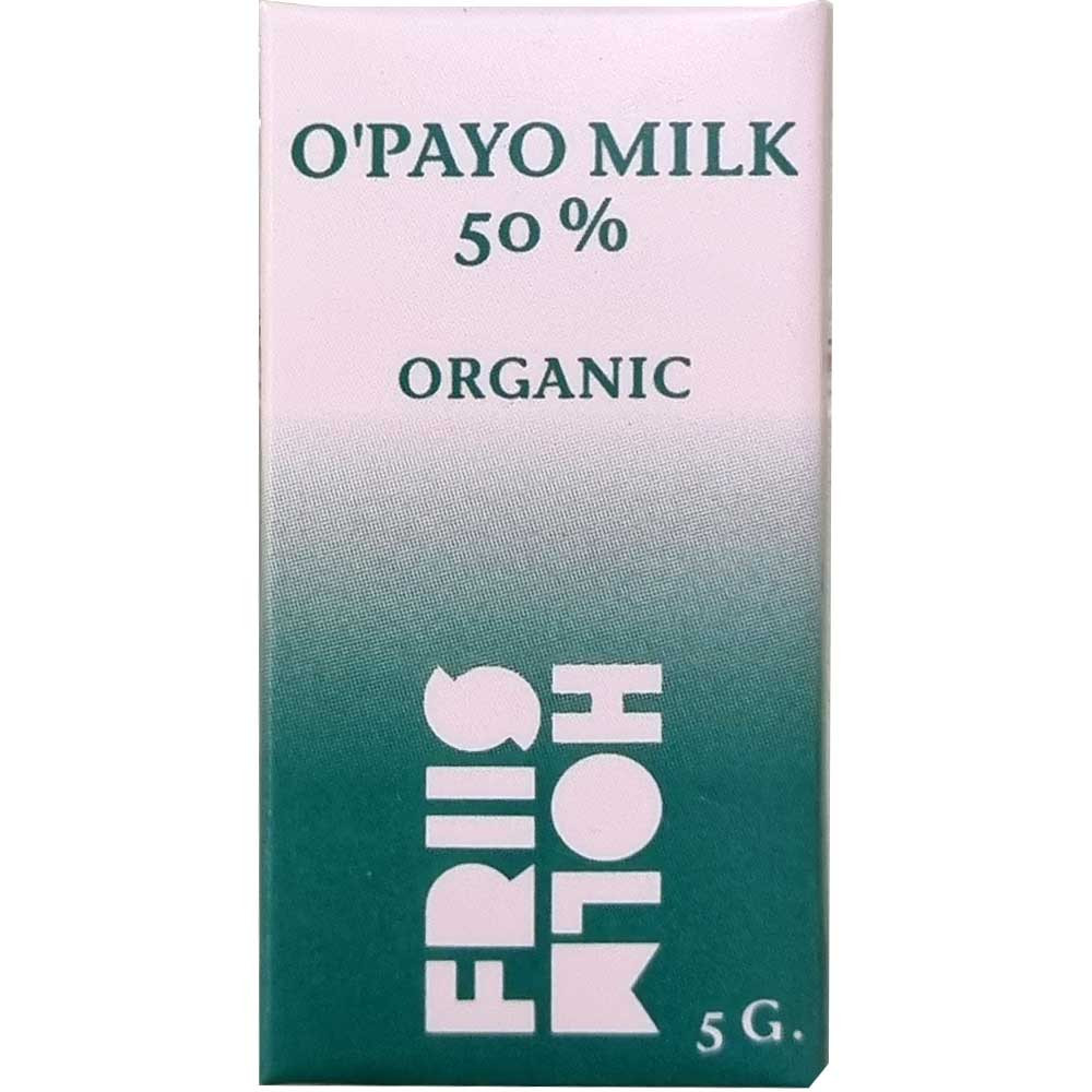 O'Payo 50% Milk Organic - BIO Milchschokolade 5g - Sweet Fingerfood, für Vegetarier geeignet, glutenfrei, lezithinfrei, nussfrei, sojafreie Schokolade, Dänemark, dänische Schokolade - Chocolats-De-Luxe