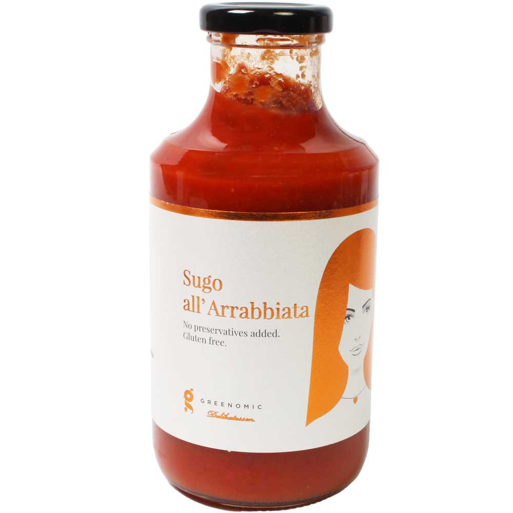 Sugo all'Arrabbiata - Sugo al pomodoro con peperoncino - sans arômes artificiels / additifs, senza glutine, vegan-cordiale - Chocolats-De-Luxe