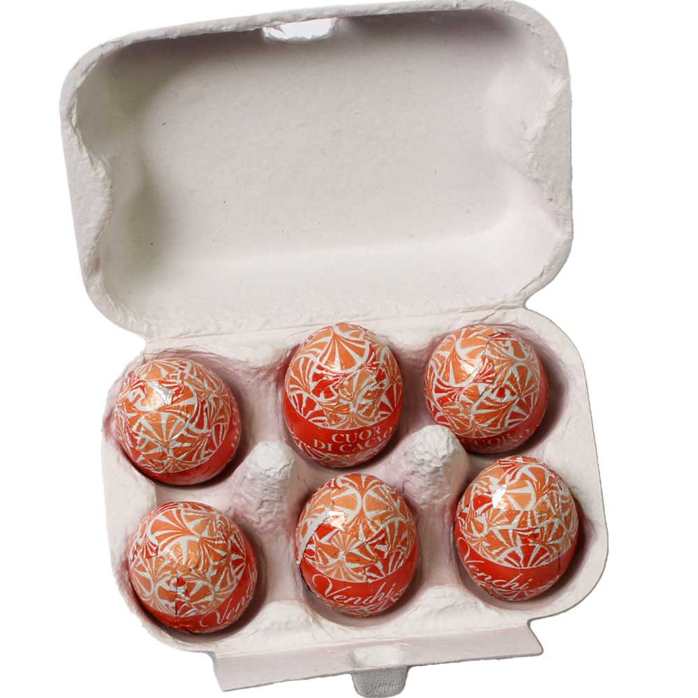 Mini caja de huevos de Pascua Ovetti Cuor di Cacao - Huevos de Pascua de chocolate, sin alcohol, sin gluten, Italia, chocolate italiano, Chocolate con cacao /-nibs - Chocolats-De-Luxe