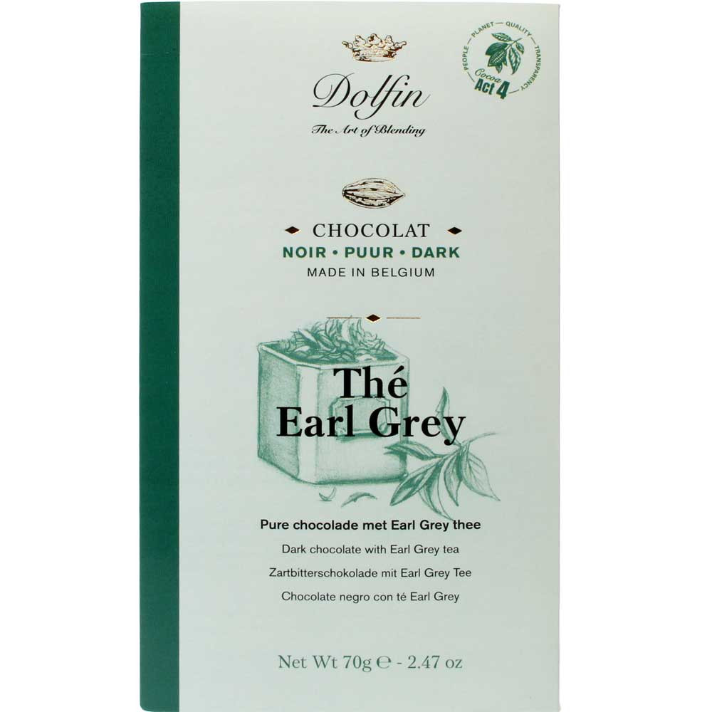 "Thé Earl Grey" 60% Zartbitterschokolade mit Earl Grey Tee - Tafelschokolade, Belgien, belgische Schokolade, Schokolade mit Tee - Chocolats-De-Luxe