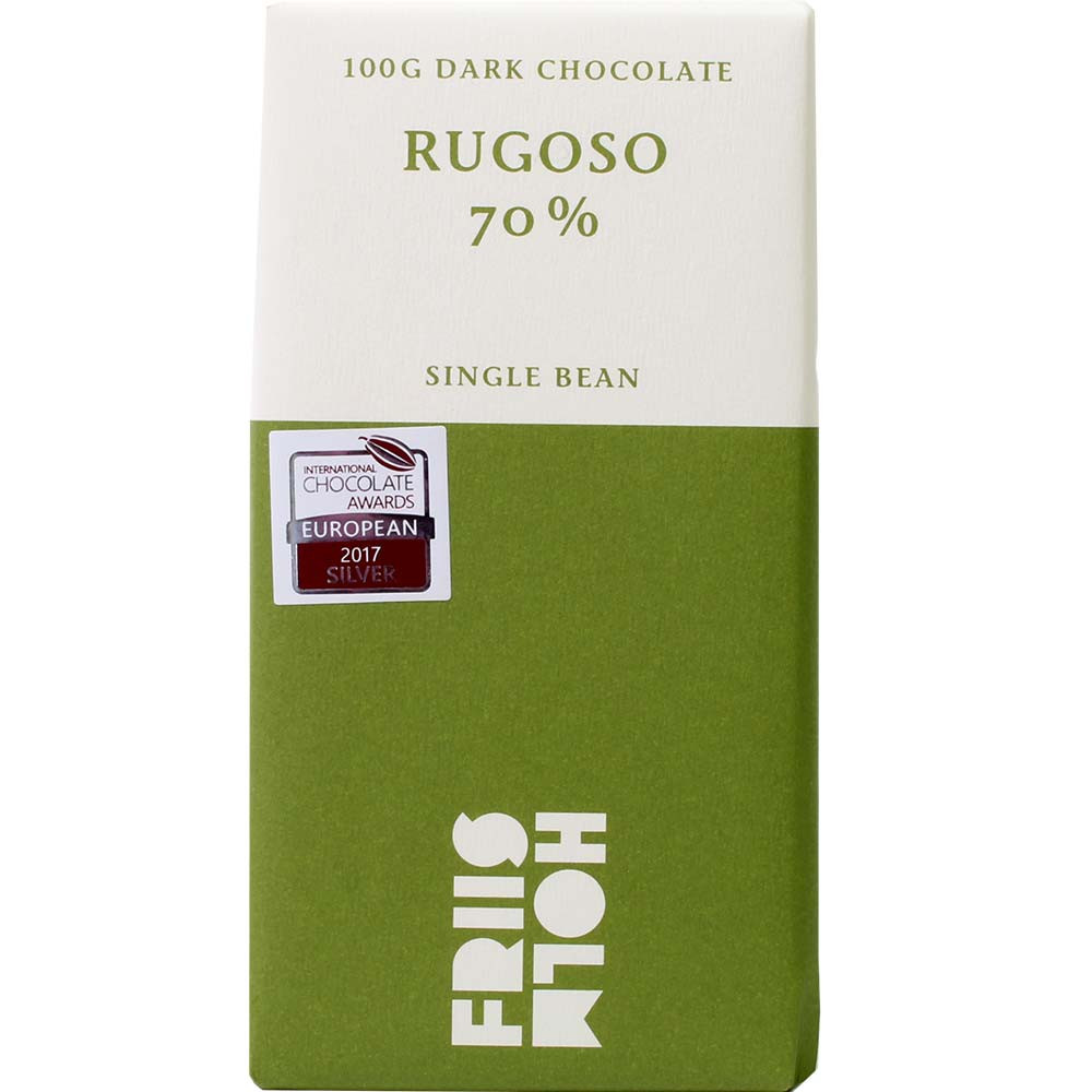 Rugoso 70% single bean Chocolat noir - Tablette de chocolat, chocolat sans soja, sans gluten, sans lactose, sans lécithine, sans noix, végan-amicale, Danemark, chocolat danois, Chocolat avec sucre - Chocolats-De-Luxe