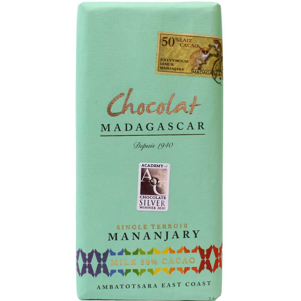 50% Cacao Milk Single Terroir Mananjary Madagascar - Milk Chocolate - Bar of Chocolate, GMO free chocolate, without artificial flavourings / additives, Madagascar, Madagascan chocolate, chocolate with milk, milk chocolate - Chocolats-De-Luxe