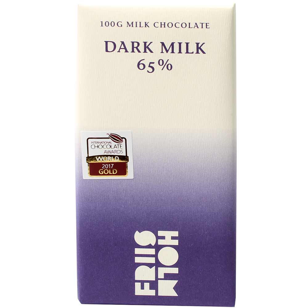 65% Dark Milk Chocolate - Bar of Chocolate, nut free, Danmark, danish chocolate, chocolate with milk, milk chocolate - Chocolats-De-Luxe