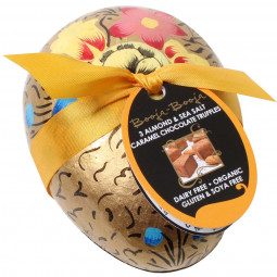 Easter egg hand-painted with almond & sea salt caramel truffles BIO