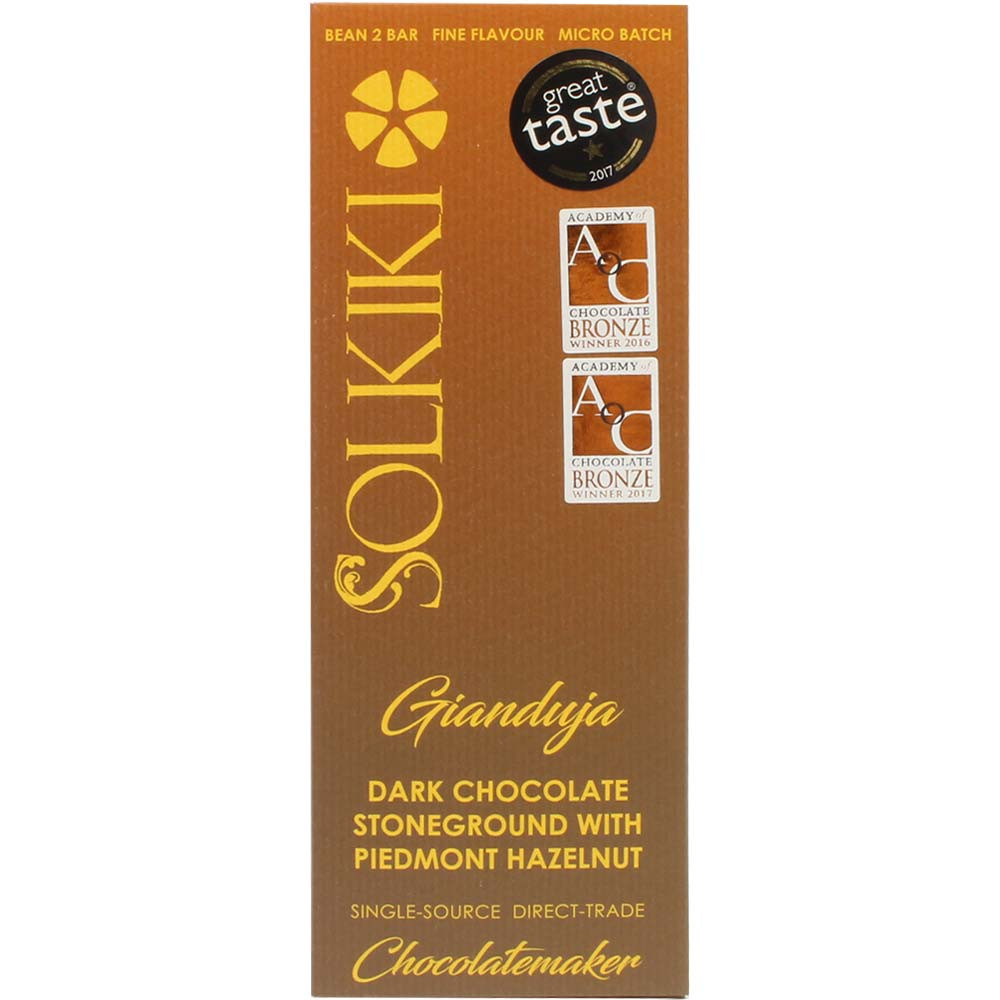 Gianduja Dark Chocolate Nougat Chocolate - Bar of Chocolate, laktose free, vegan chocolate, England, english chocolate, chocolate with nougat, nougat chocolate - Chocolats-De-Luxe