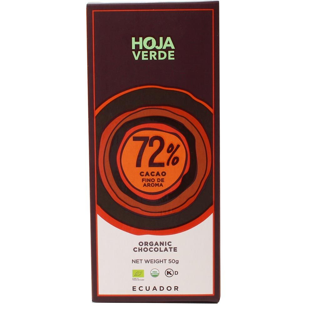 72% de chocolat noir bio - Tablette de chocolat, Equateur, chocolat équatorien, Chocolat avec sucre - Chocolats-De-Luxe