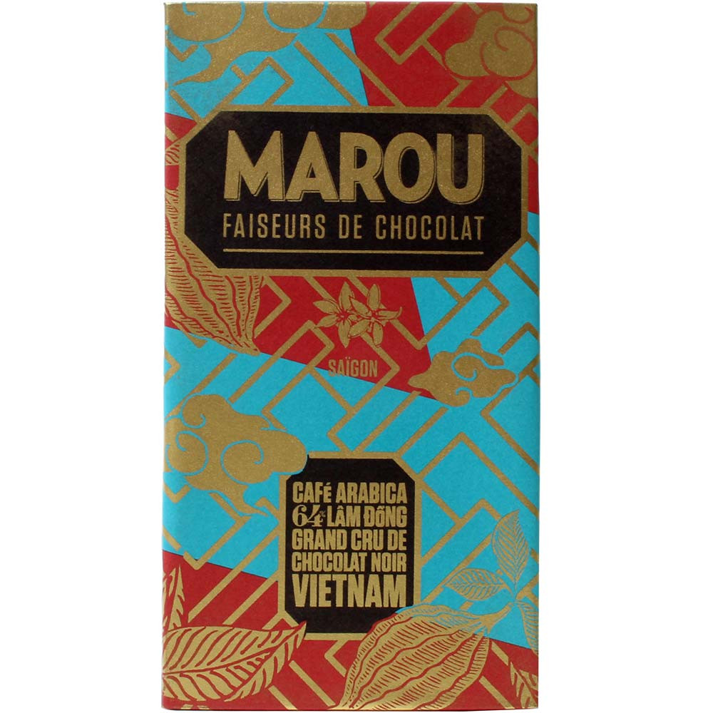 Café Arabica 64% Lam Dong Dark chocolate with coffee - Bar of Chocolate, gluten free, laktose free, nut free, soy free chocolate, vegan-friendly, without artificial flavourings / additives, Vietnam, Vietnamese chocolate, Chocolate with coffee - Chocolats-De-Luxe