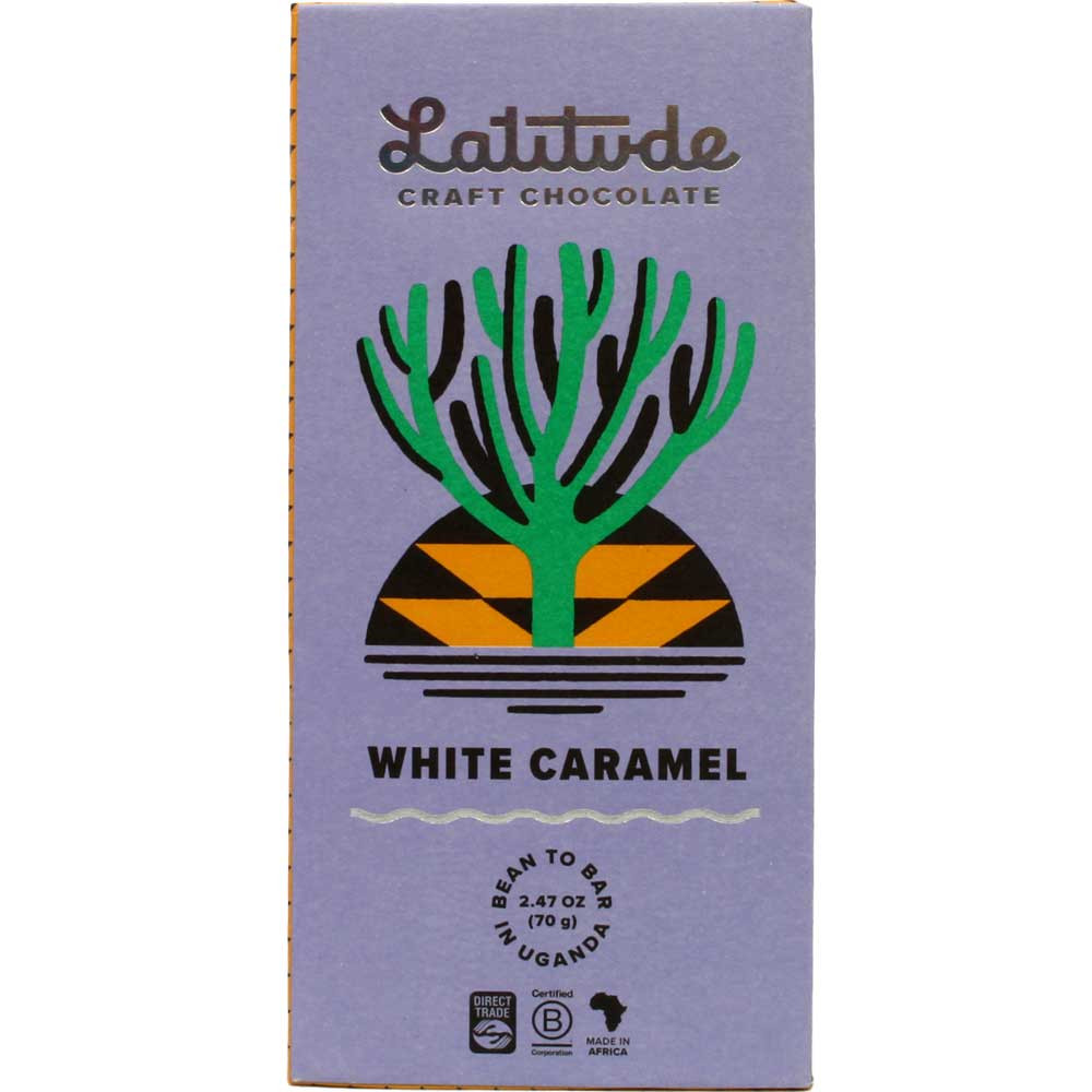 Witte Karamel - 40% witte chocolade - Chocoladerepen, palmolievrij, Oeganda, Oegandese chocolade - Chocolats-De-Luxe