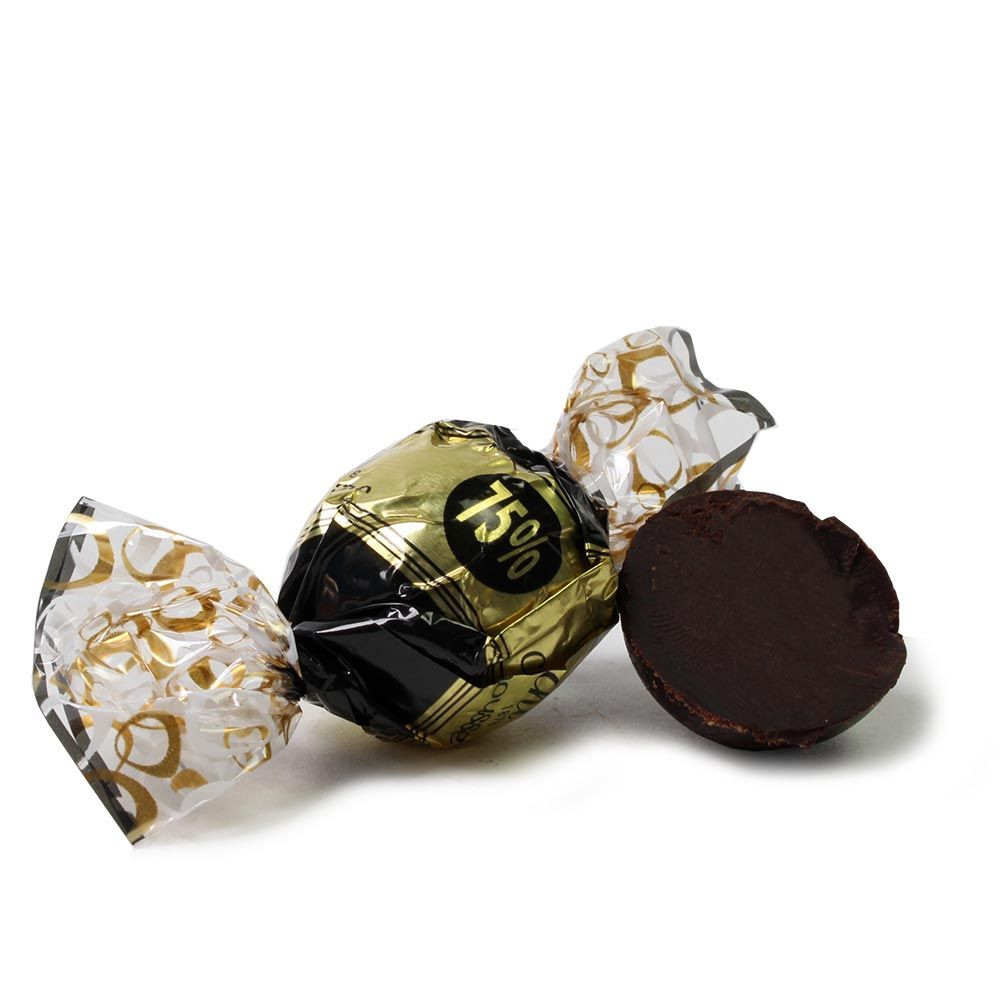 Chocomousse Palla Cuor di Cacao 75% - Fingerfood dolce, senza alcol, senza glutine, Italia, cioccolato italiano - Chocolats-De-Luxe