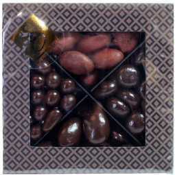 Coffret Dragées - ganache ricoperta di cioccolato, mandorle, pezzi di caffè e fave di cacao