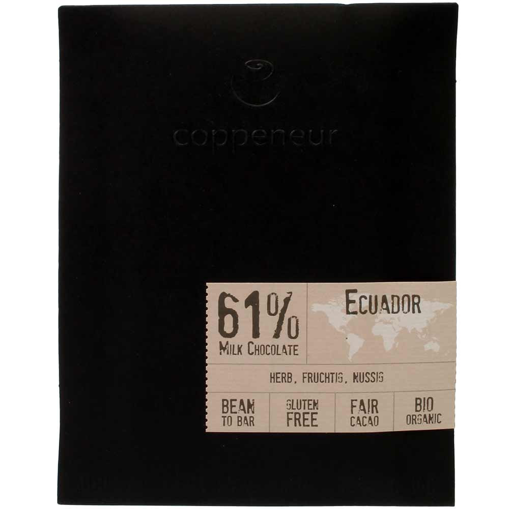 61% Ecuador Milk Chocolate BIO - dunkle Milchschokolade - Tafelschokolade, glutenfrei, lezithinfrei, Deutschland, deutsche Schokolade - Chocolats-De-Luxe