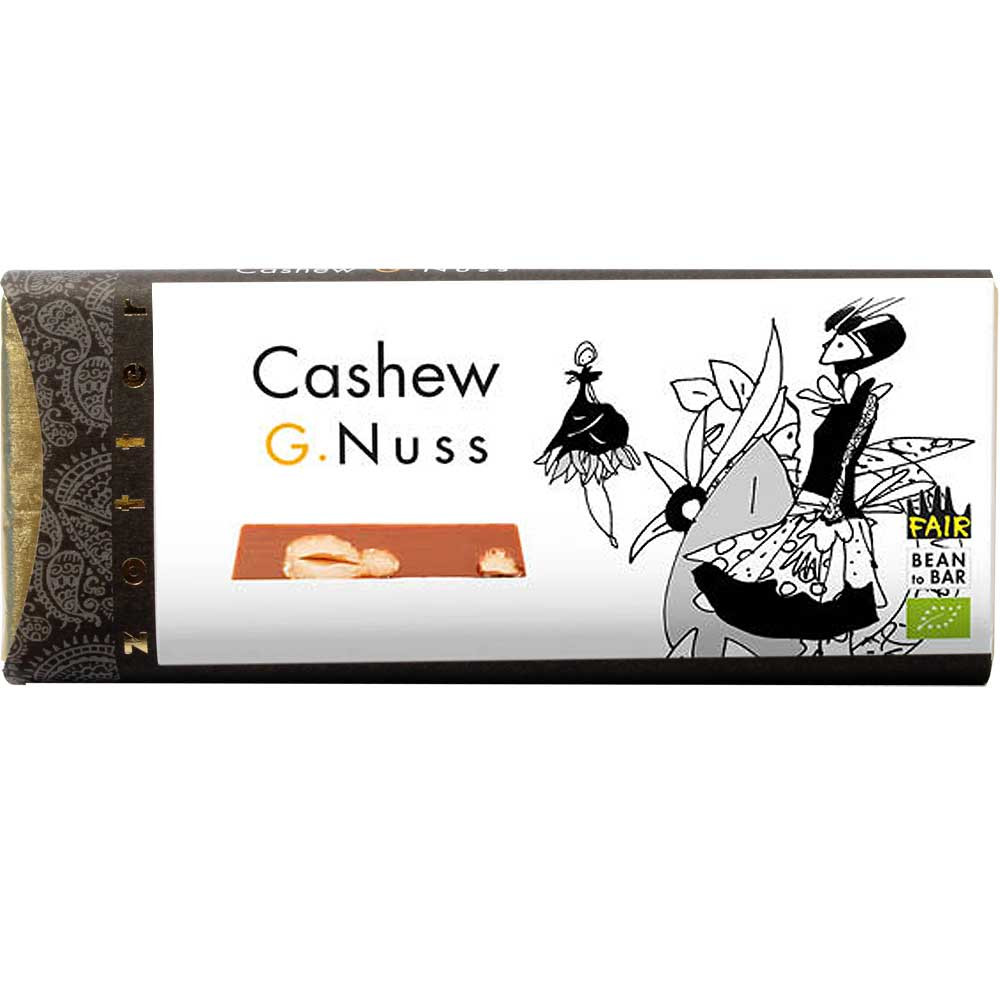 Cashew G.Nuss BIO Milchschokolade - Tafelschokolade, alkoholfrei, glutenfrei, Österreich, österreichische Schokolade, Schokolade mit Cashew - Chocolats-De-Luxe