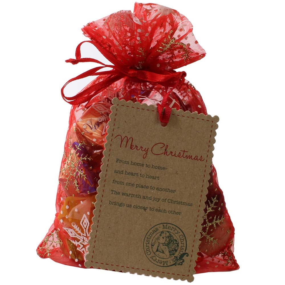 Bolsa estrellada Feliz Navidad - Chocolate con cacao /-nibs - Chocolats-De-Luxe