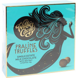 Pralines truffles in whole milk chocolate with sea salt
