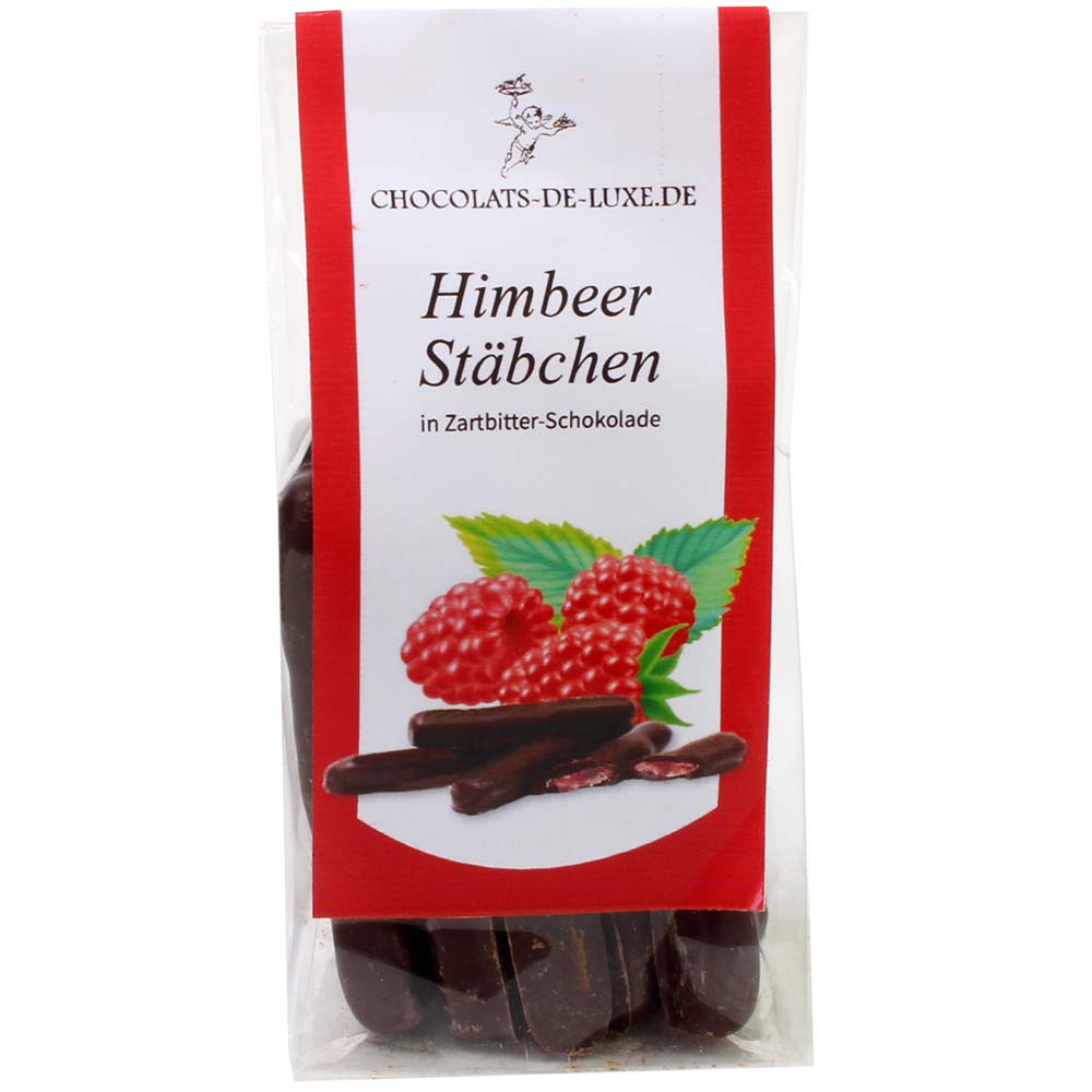 Himbeerfrucht Stäbchen in 70% dunkler Schokolade